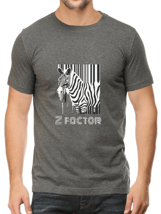 Charcoal  Grey Tshirt for wildlife enthusiasts with Zebra design