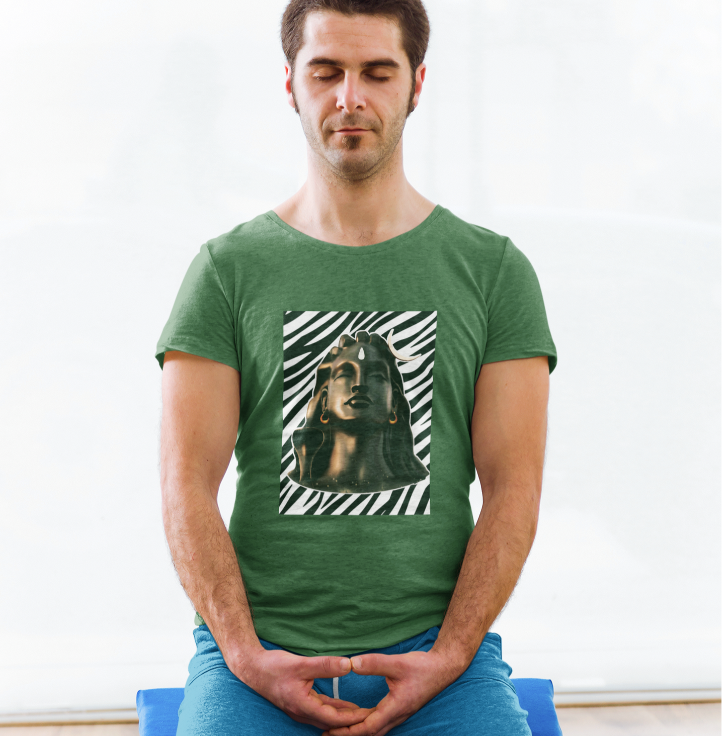 Adiyogi Shiva T-shirt for Men Bottle Green