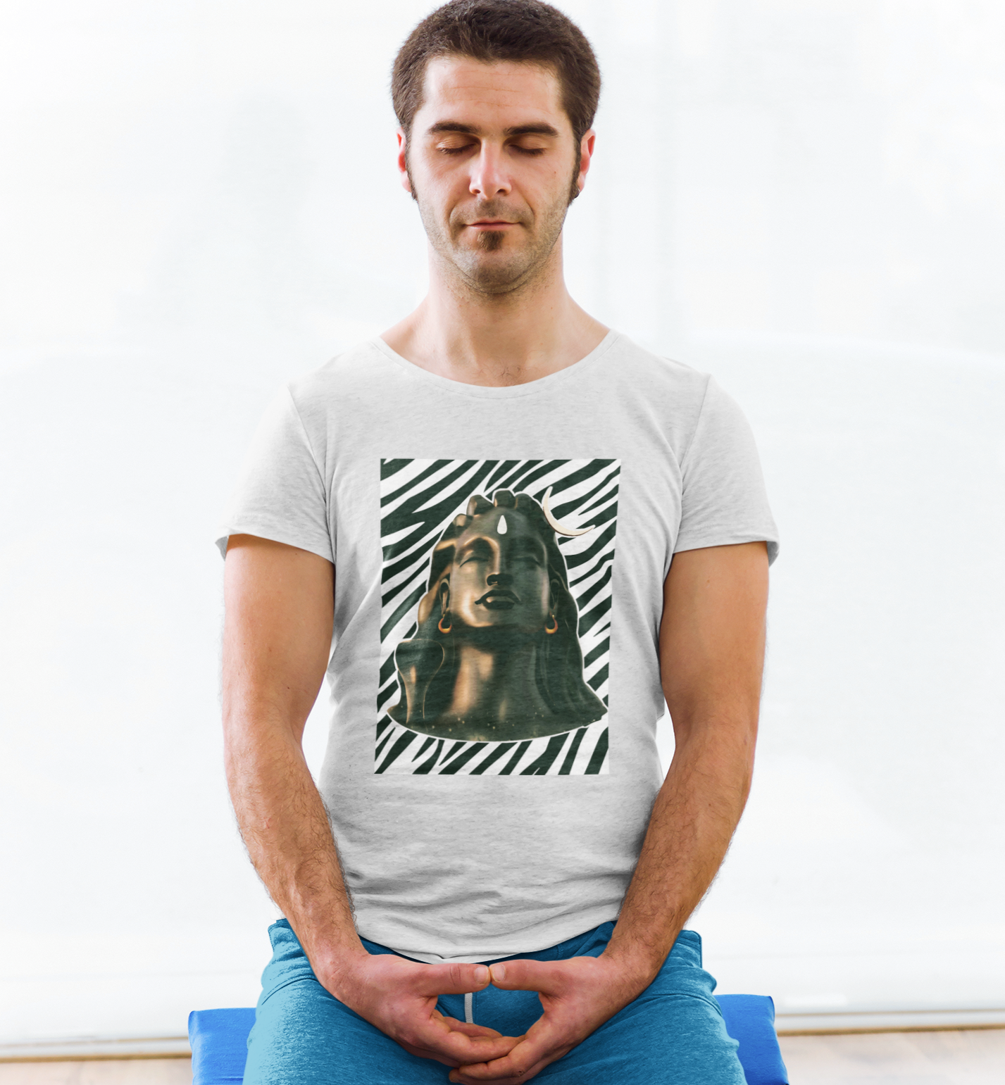 Adiyogi Shiva T-shirt for Men Light Grey