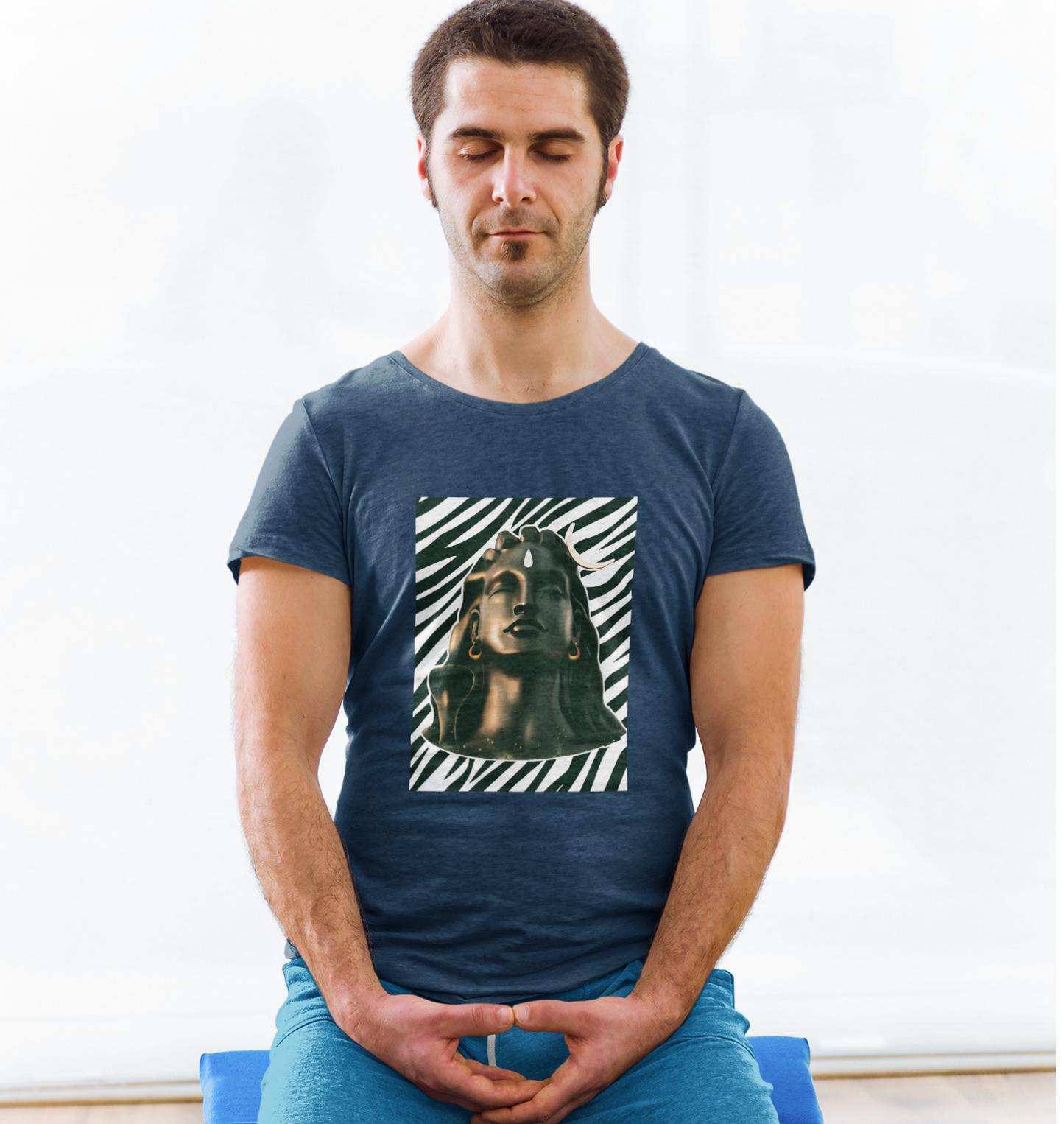 Adiyogi Shiva T-shirt for Men Navy Blue