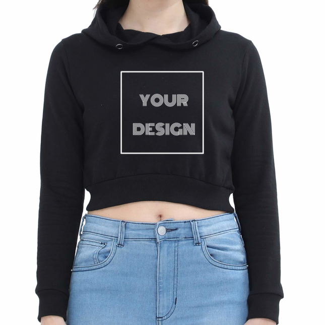 Customized Crop Hoodie Black