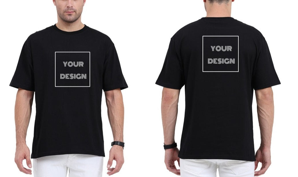 Black Oversized Classic T-shirt with Customized Front and Back Print