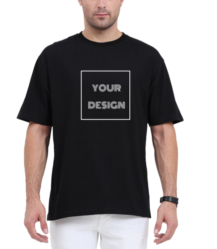 Black Oversized Classic T-shirt with Customized Front Print