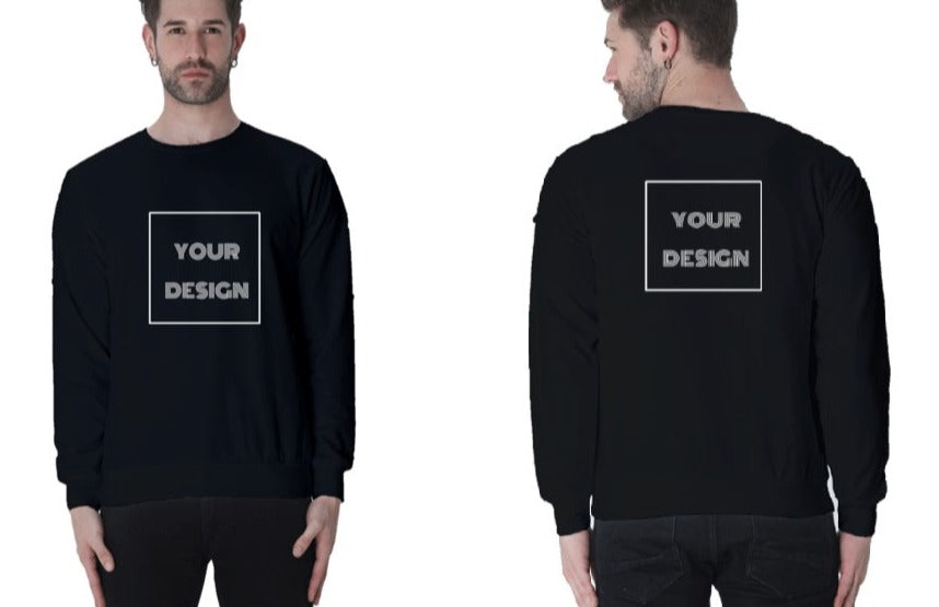  Black Unisex Sweatshirt with Customized Front + Back Print