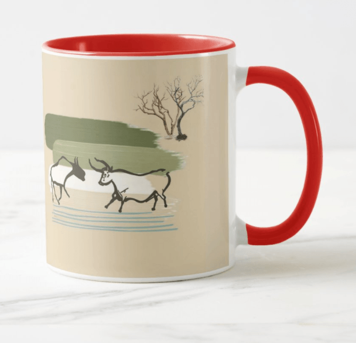 Ceramic Coffee Mug with bull rock art print