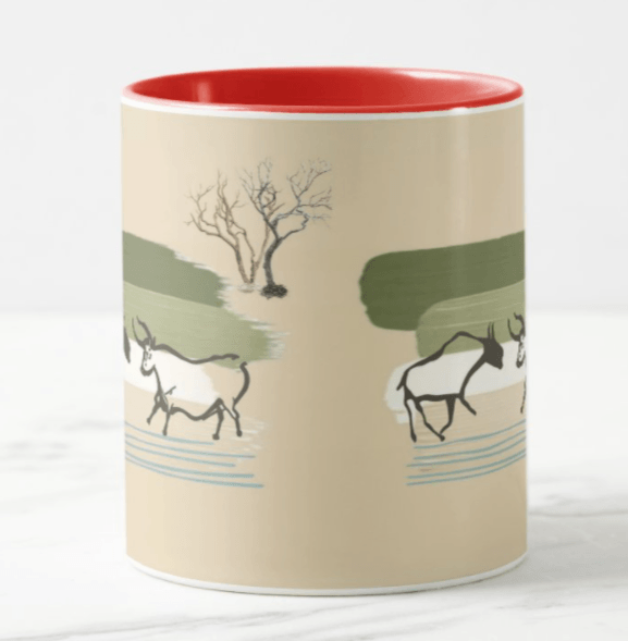 Ceramic Coffee Mug with bull rock art print