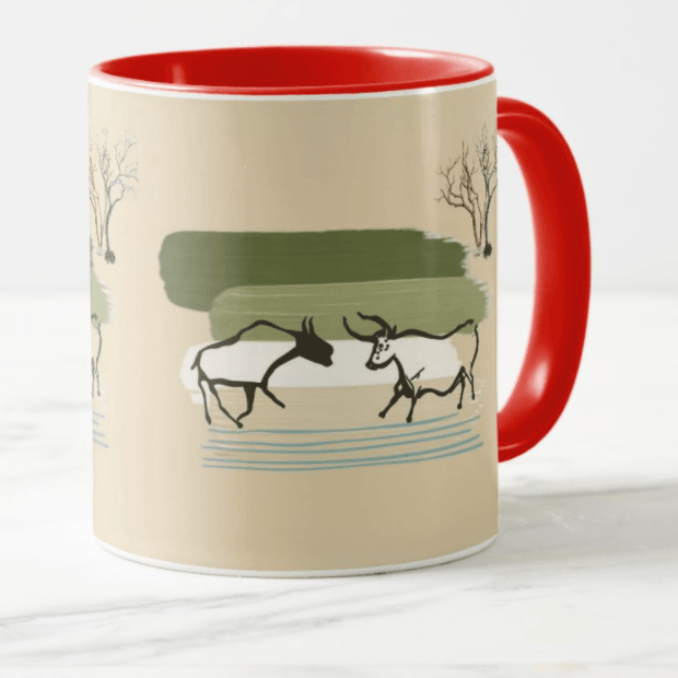 Ceramic Coffee Mug with bull rock art print