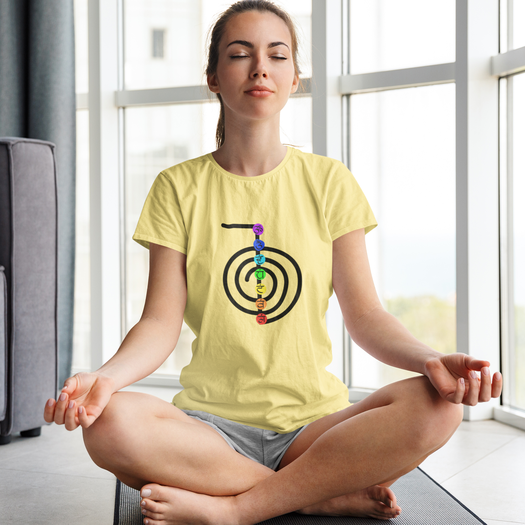 Meditation T-shirt for Women Beige