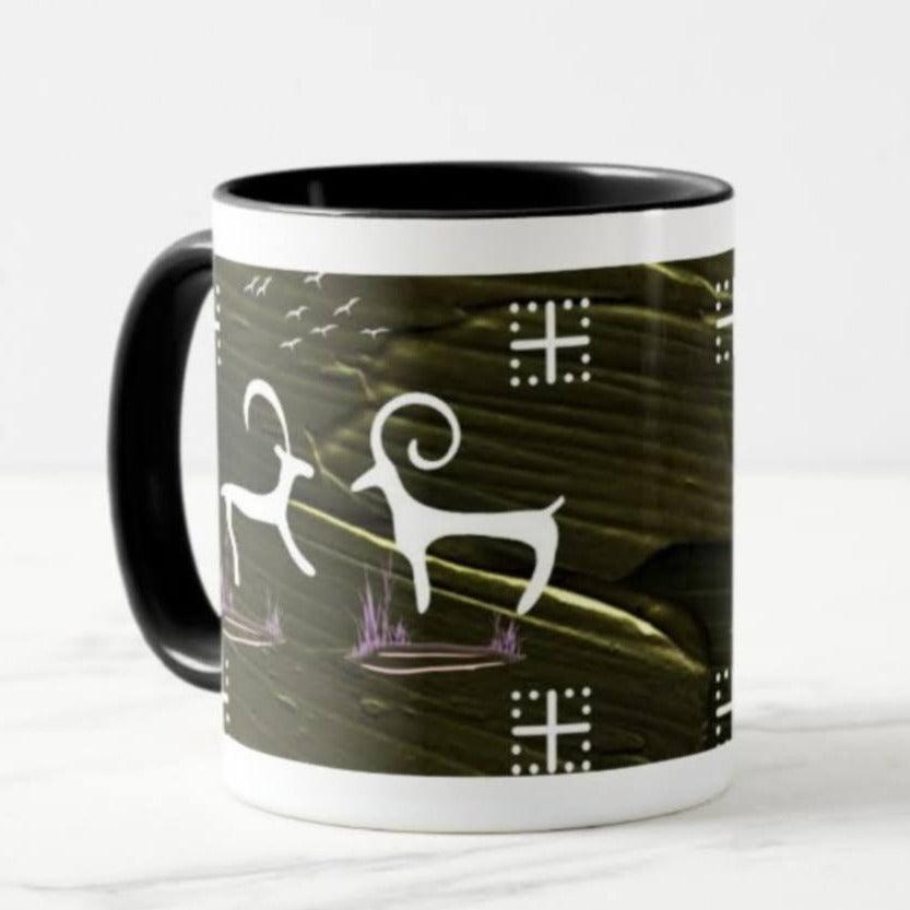 Designer coffee mug with rock art print