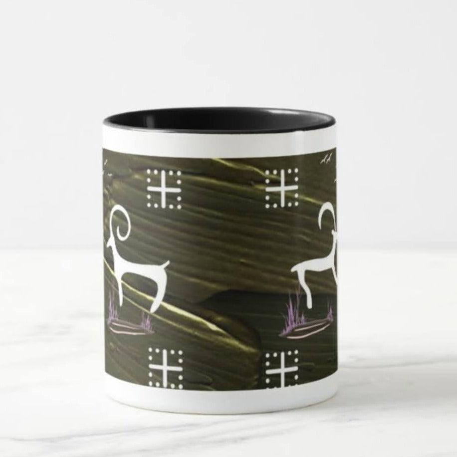 Designer coffee mug with rock art print