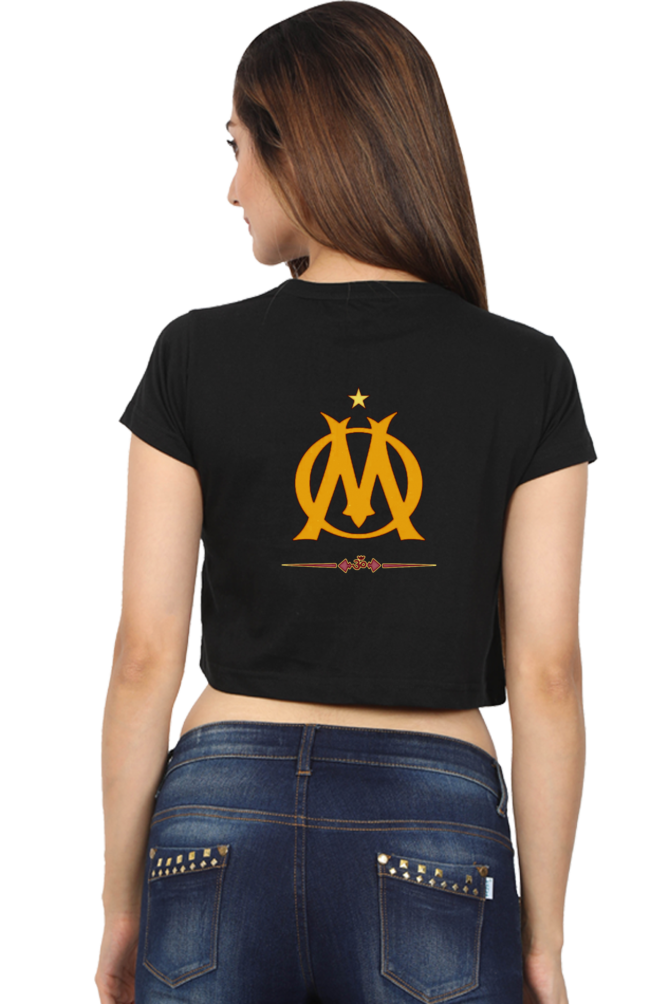 Crop T-shirt Black with Om Print at back