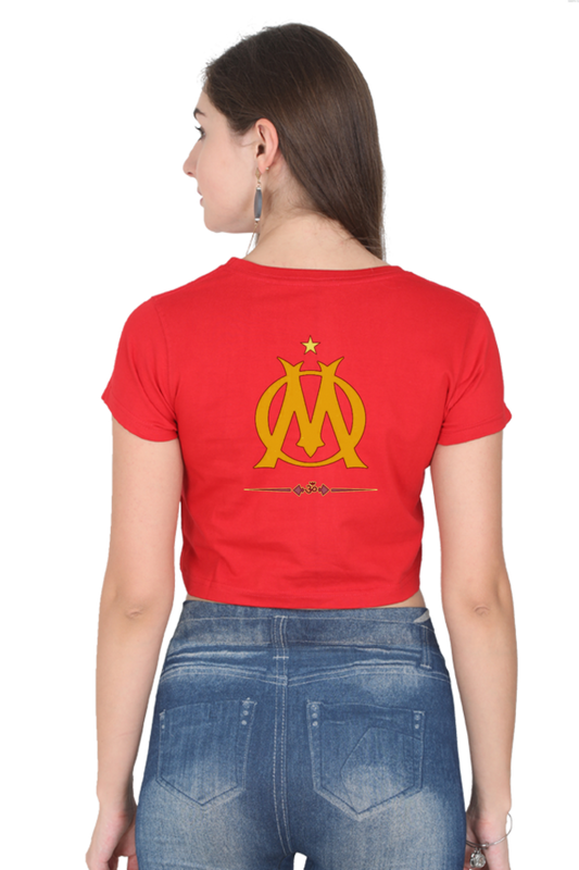 Crop T-shirt Red with Om Print at back