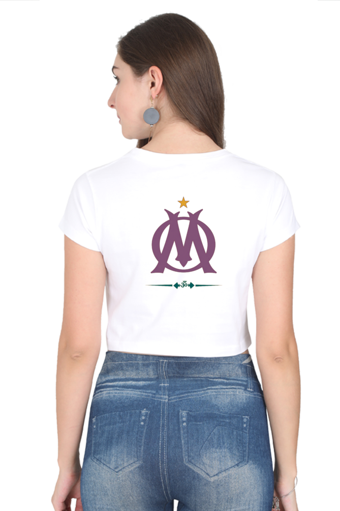 Crop T-shirt White with Om Print at back