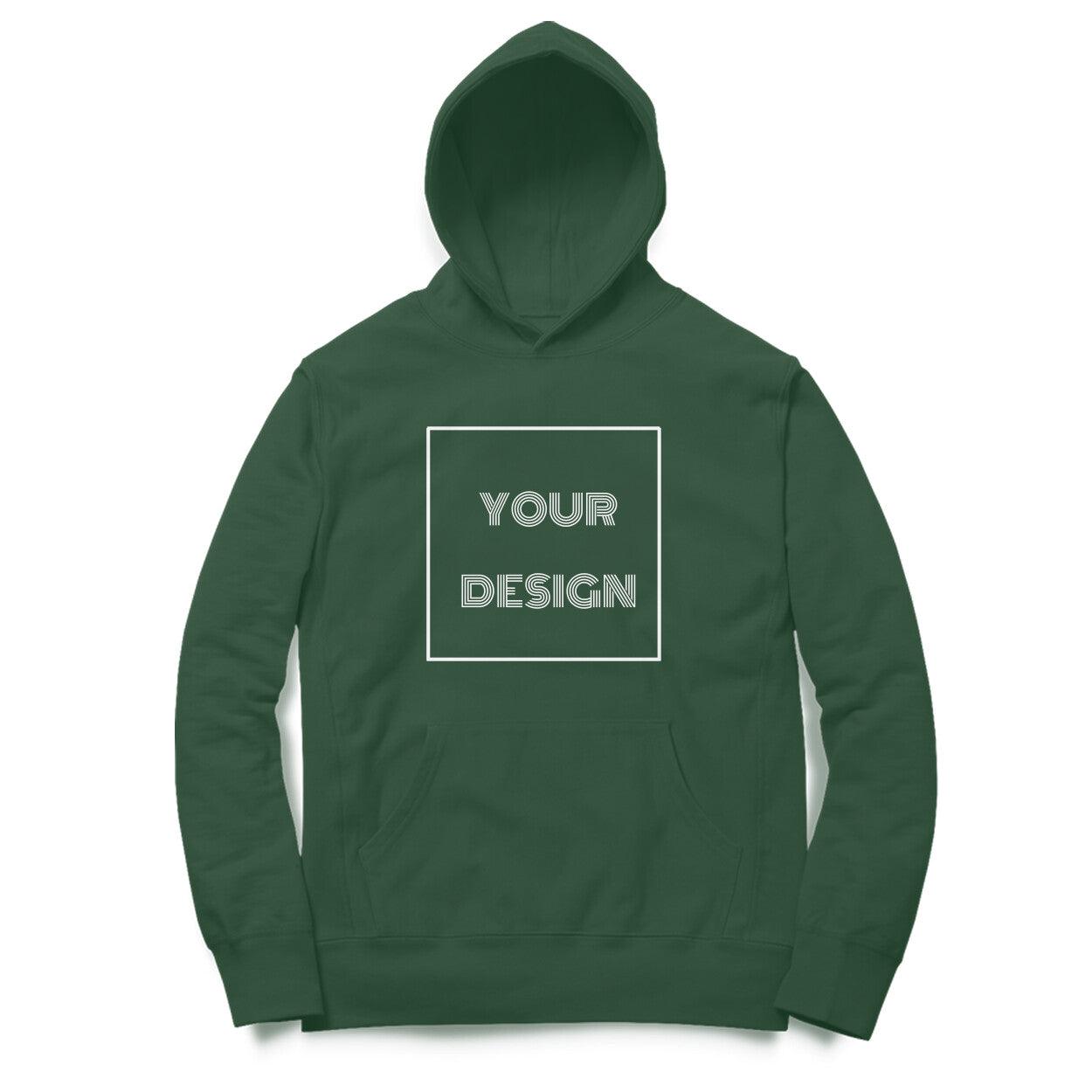 Custom Hoodie Bottle Green Front Print