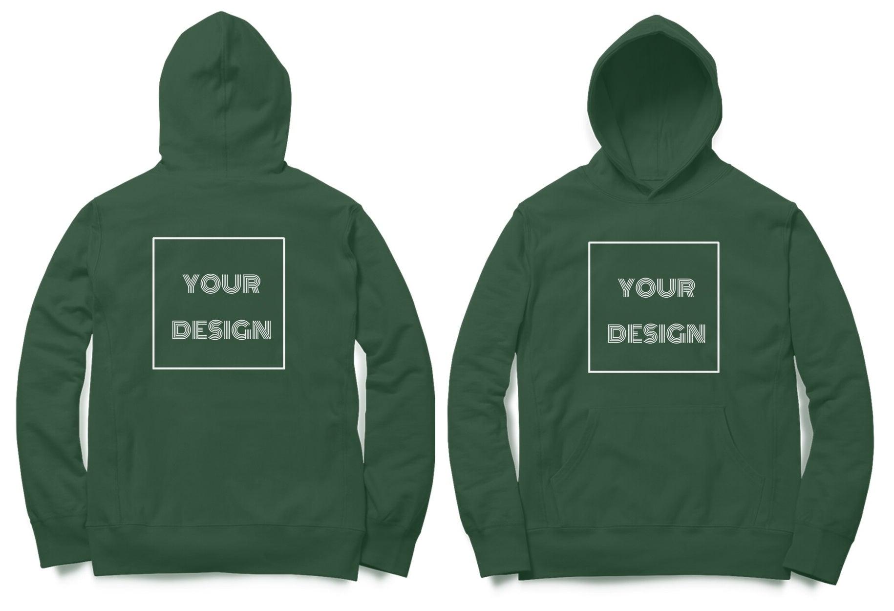 Custom Hoodie Bottle Green Front & Back Print