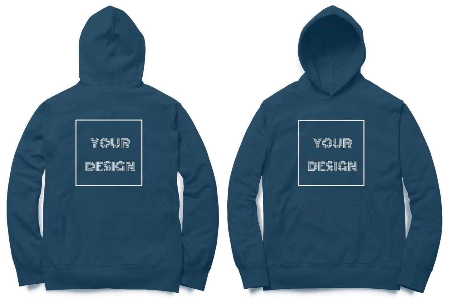 Custom Hoodie Navy Blue Front & Back Print