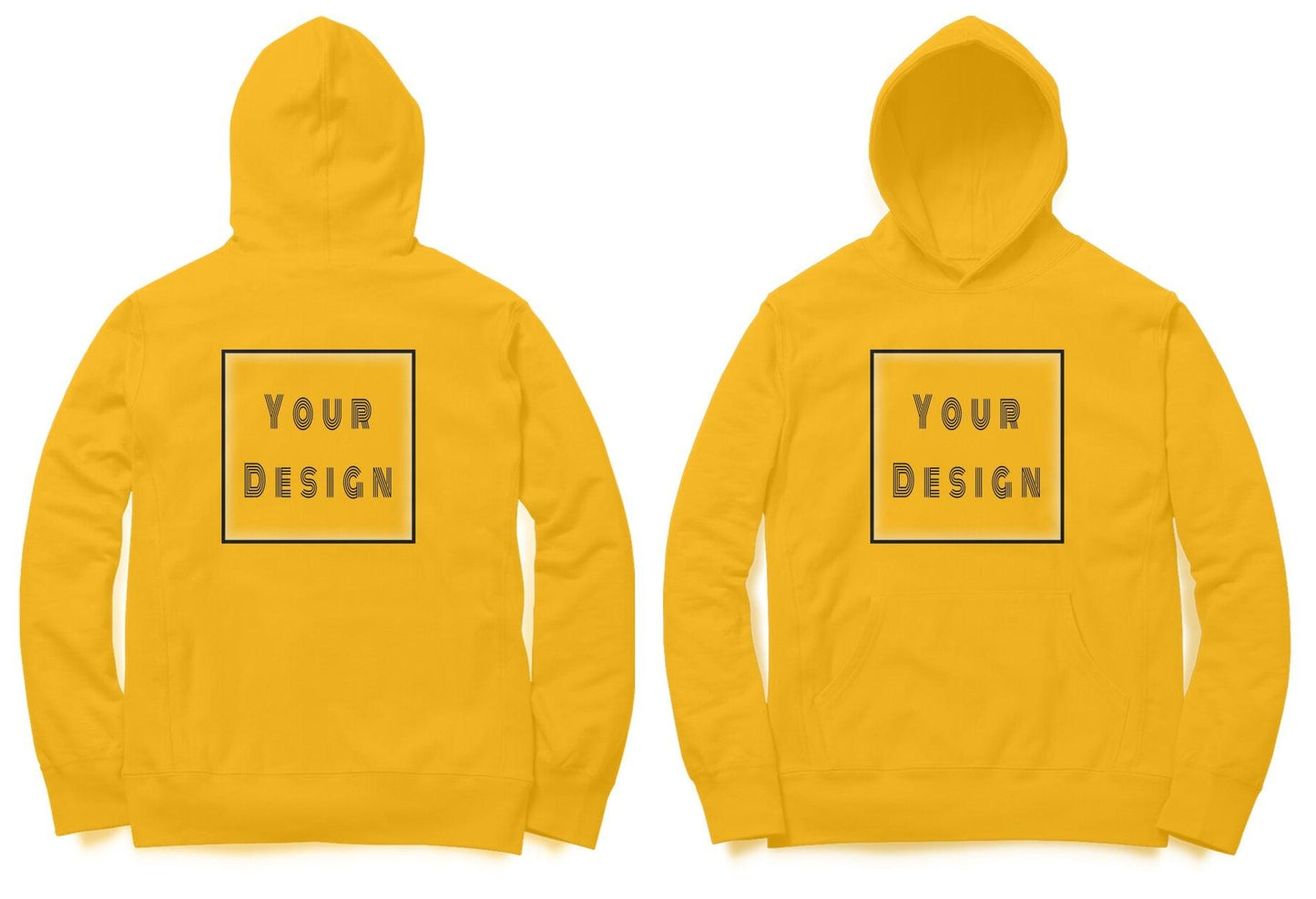 Custom Hoodie Golden Yellow with Front & Back Print