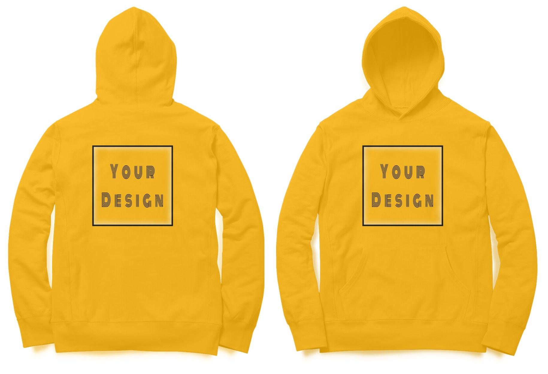 Custom Hoodie Golden Yellow with Front & Back Print