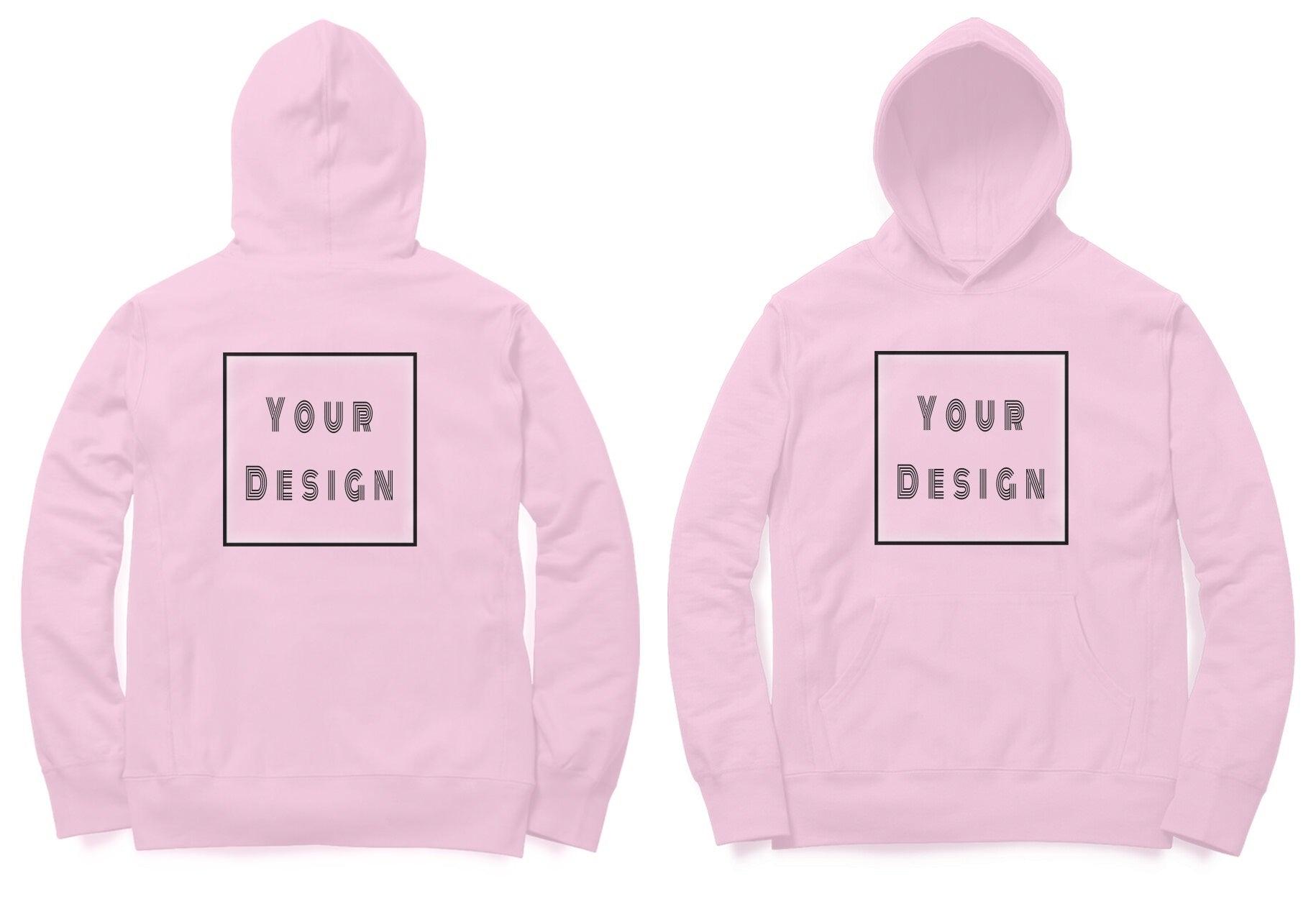 Custom Hoodie Light Pink with Front & Back Print