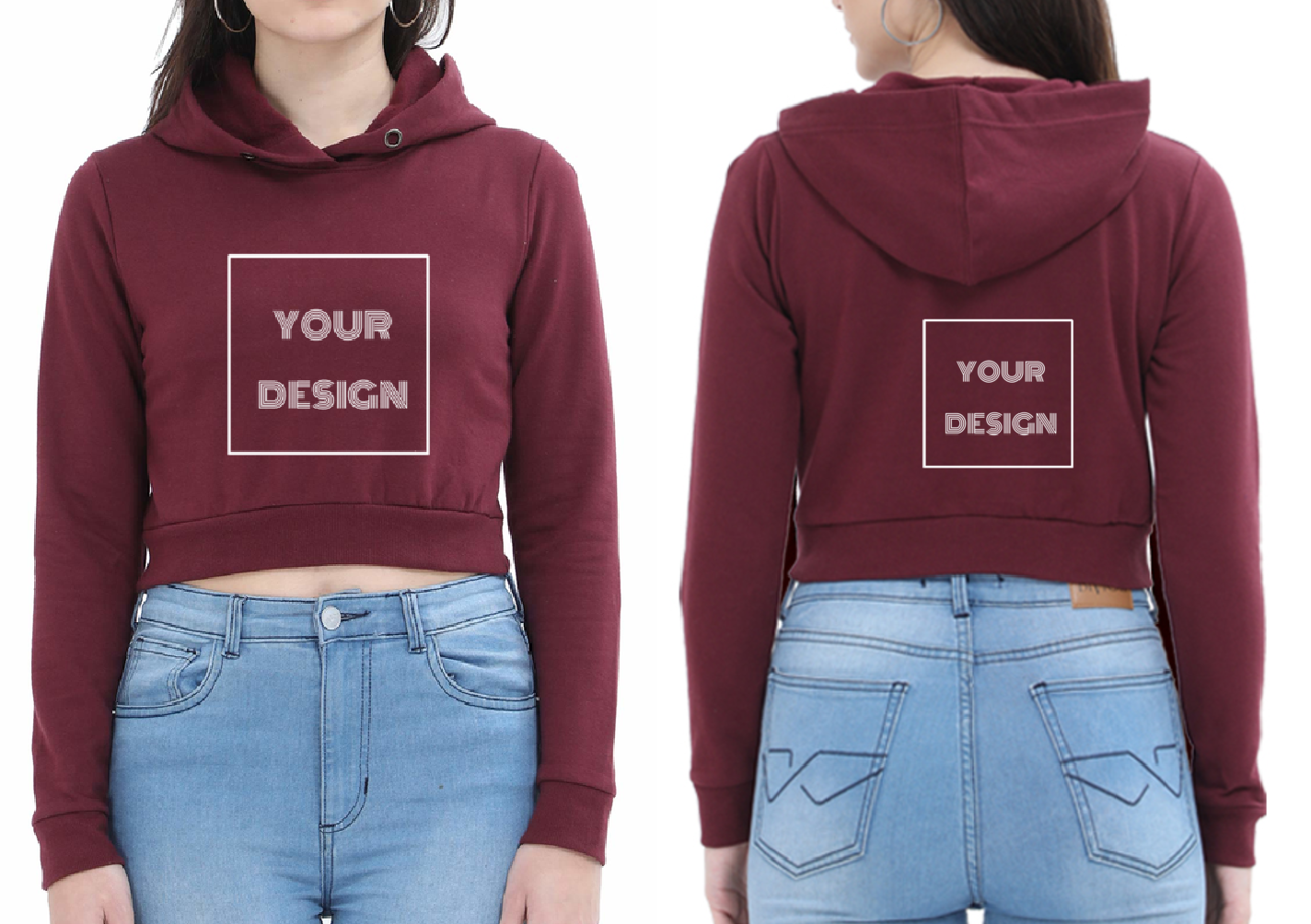 Customized Crop Maroon Front & Back Print