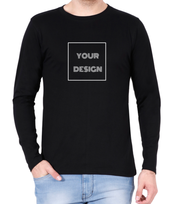 Customized Full Sleeves T-shirt Black