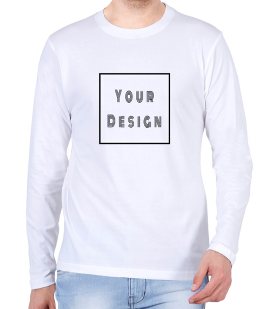 Customized Full Sleeves T-shirt White