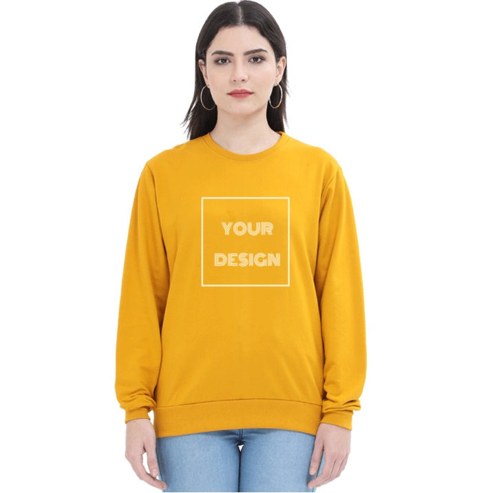 Mustard Yellow Unisex Sweatshirt with Customized Front Print