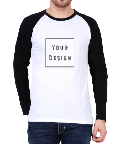 Customized printed Raglan T-shirt Black- White