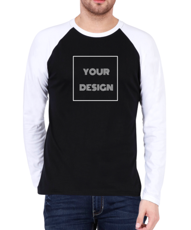 Customized Printed Raglan T-shirt White -Black