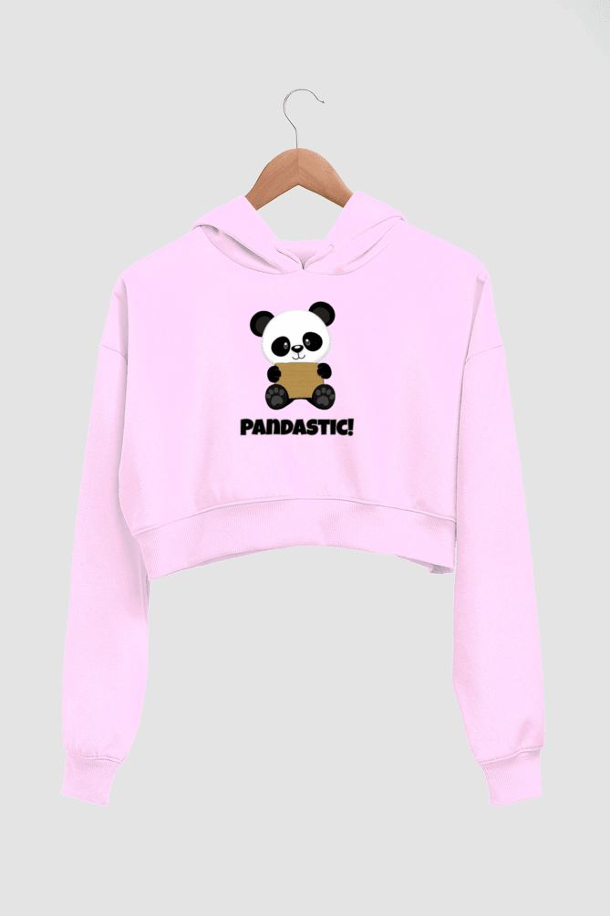 Cute Panda Crop Hoodie Light Pink