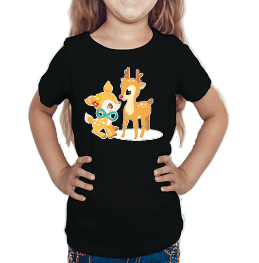 Deer Friends T-shirt for Girls Black