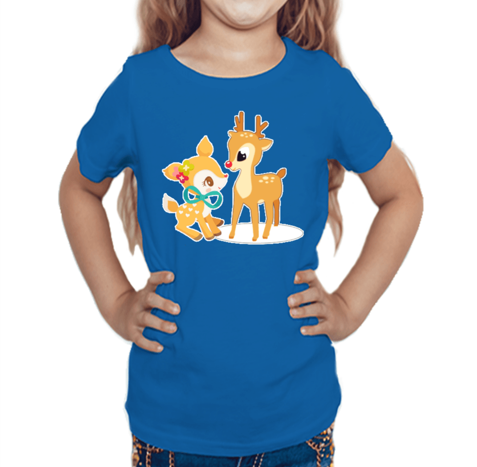 Deer Friends T-shirt for Girls Royal Blue