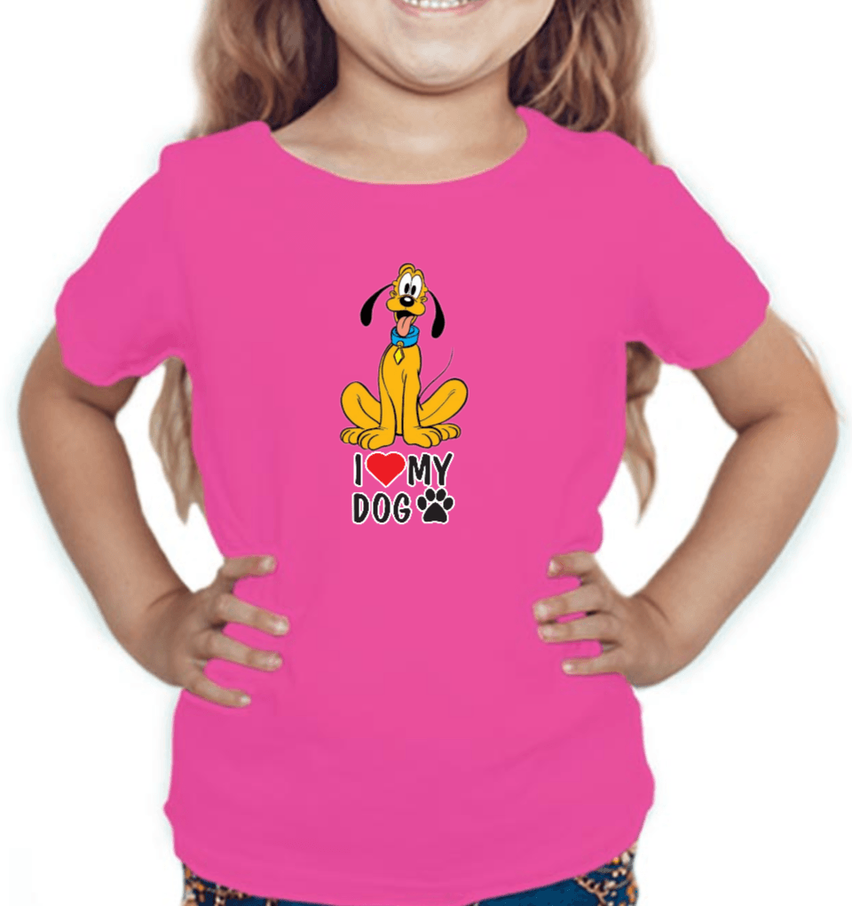 Dog Love T-shirt for Girls Pink