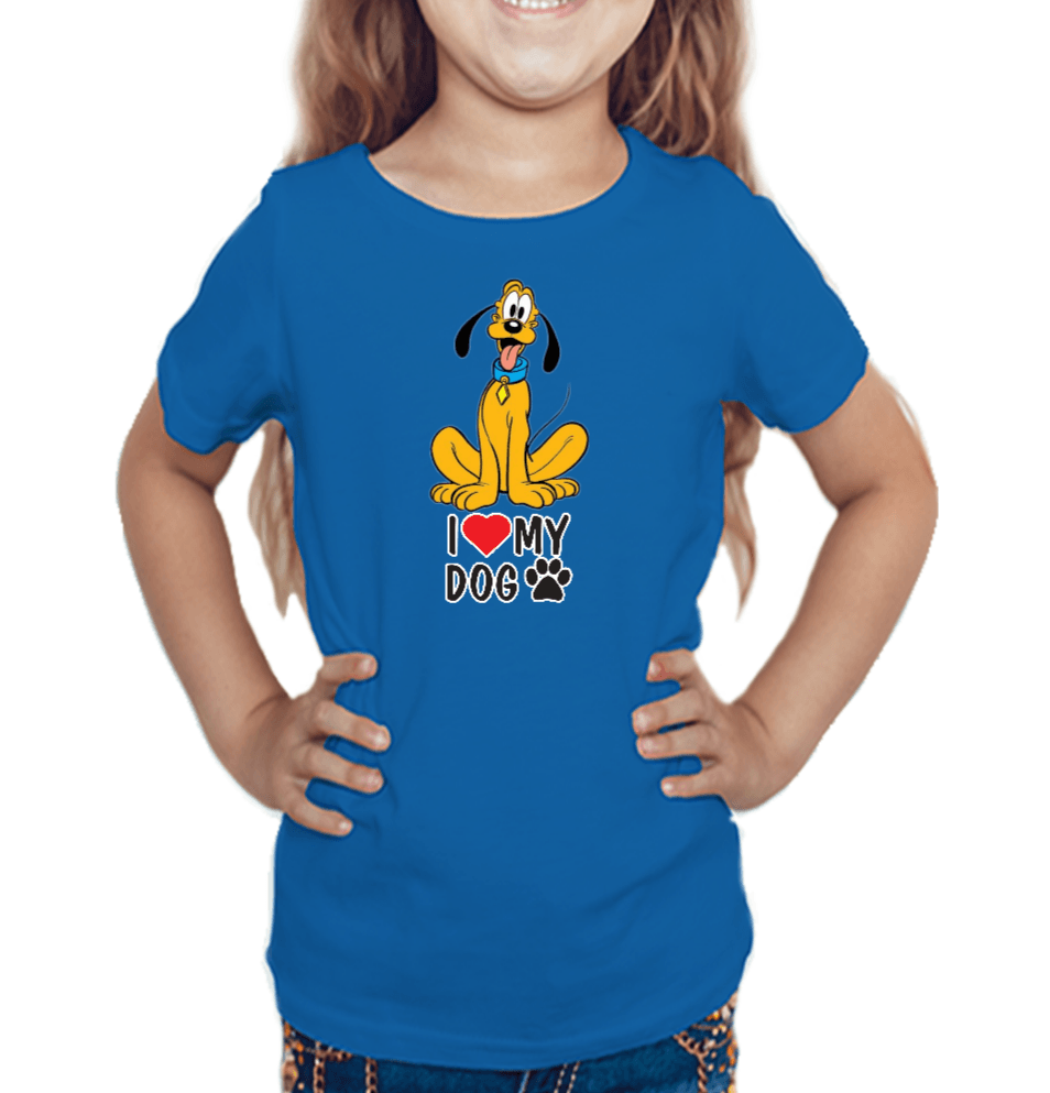 Dog Love T-shirt for Girls Royal Blue