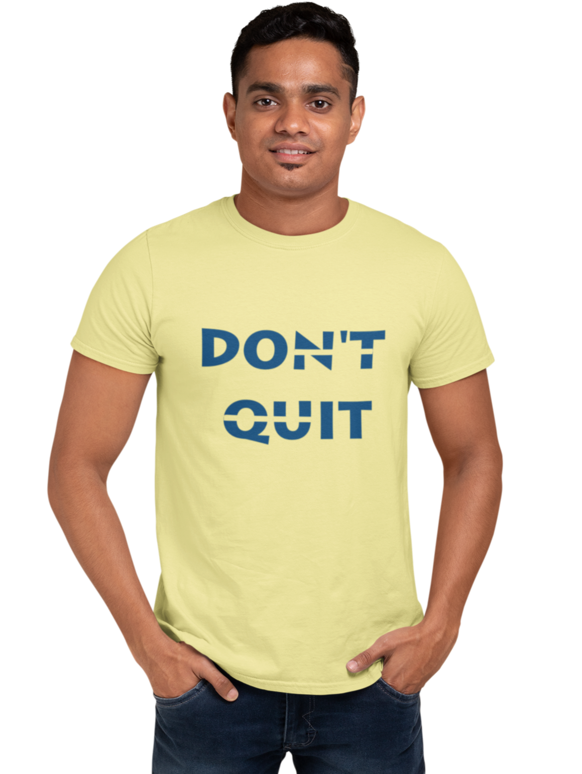 Dont Quit- Quote- t-shirt for Men Beige
