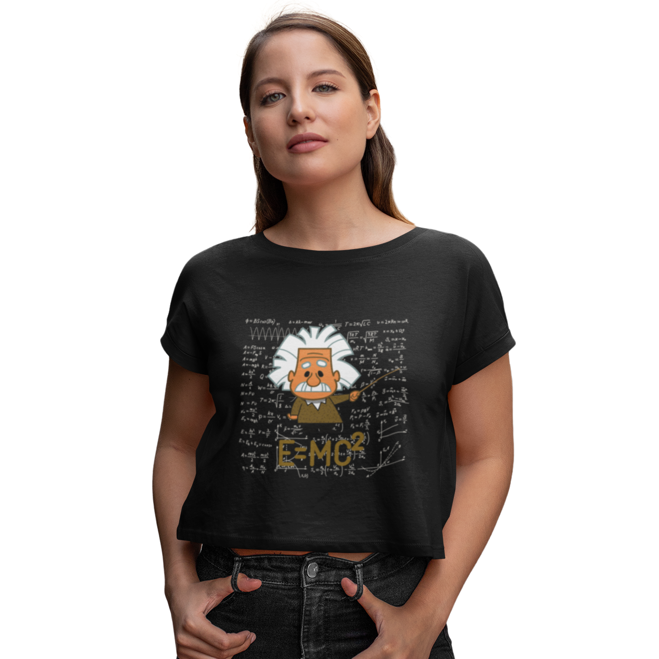 Einstein Scientist Crop T-shirt Black