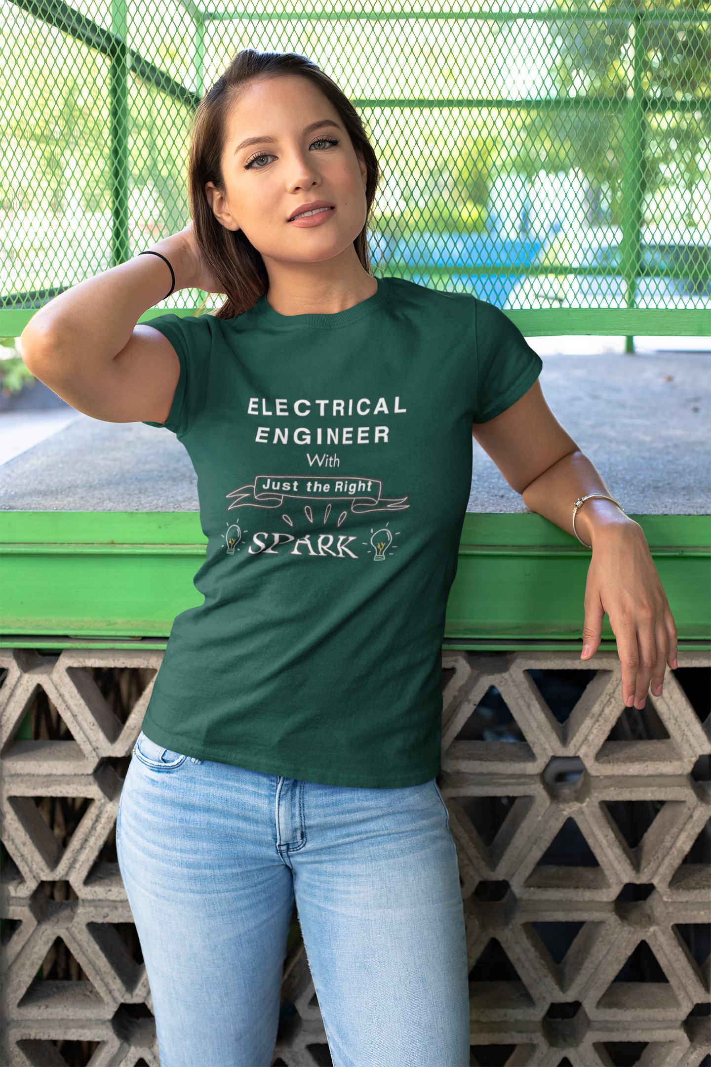 Electrical Engineer T-shirt for Women Bottle Green 