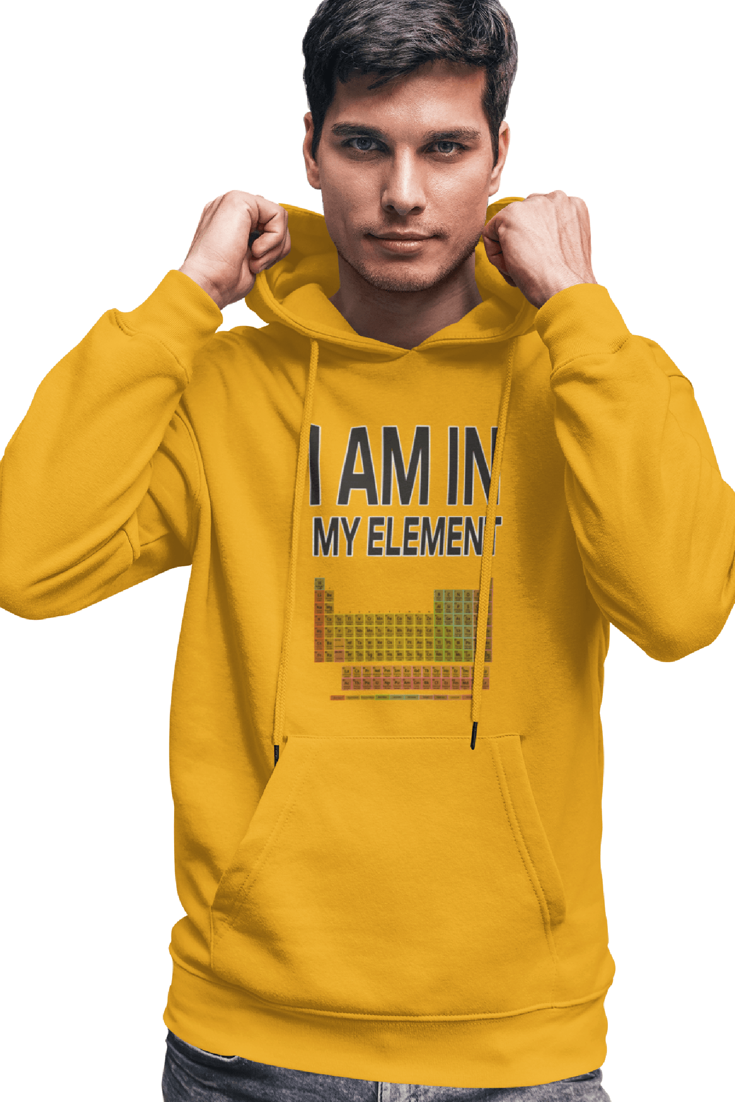 Periodic Table Unisex Cotton Hoodie Golden Yellow