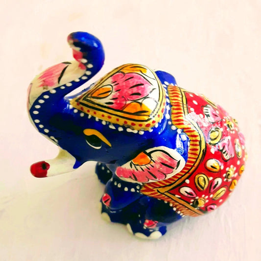 Elephant metal figurine with Meenakari work