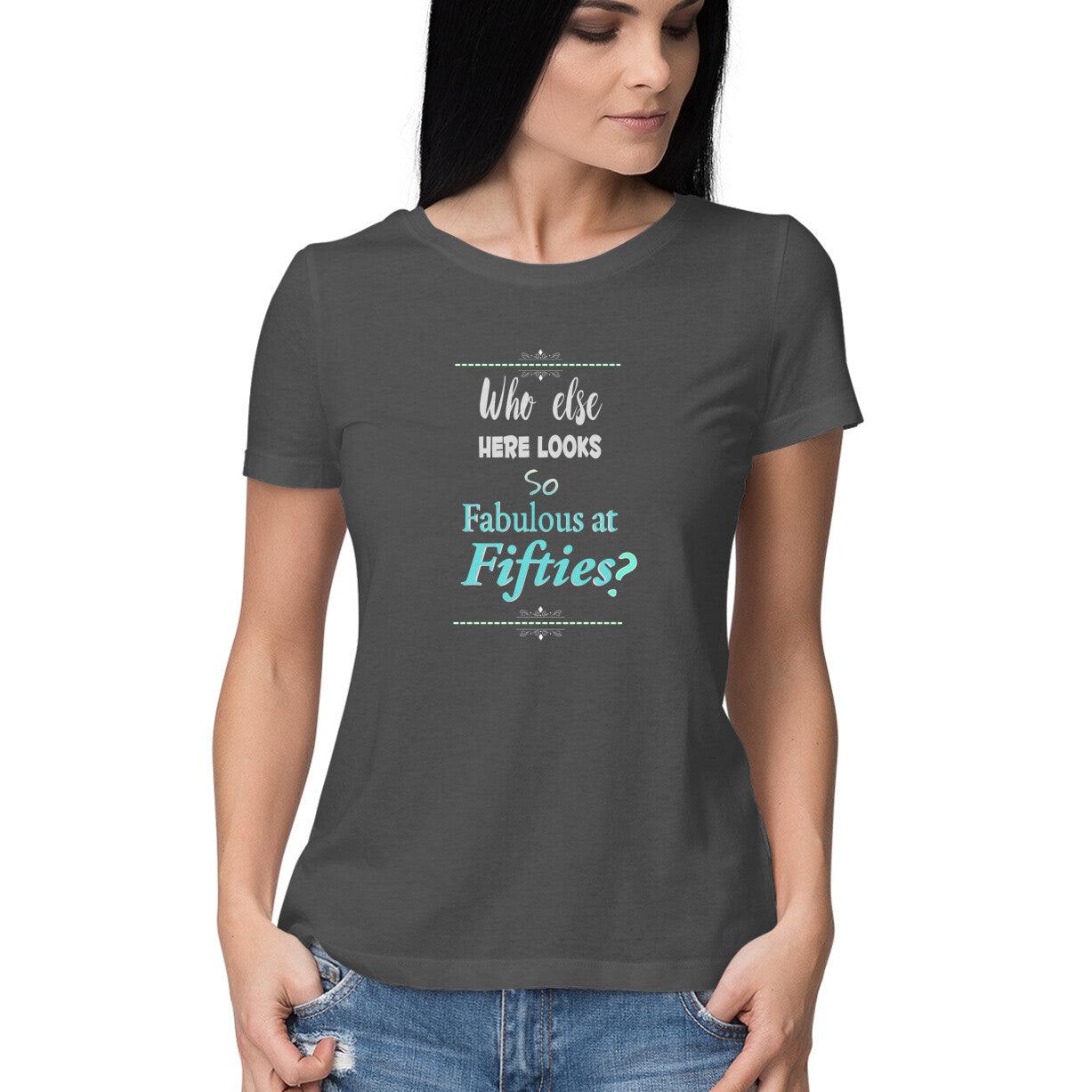 Fiftieth Birthday T-shirt for women Charcoal Grey