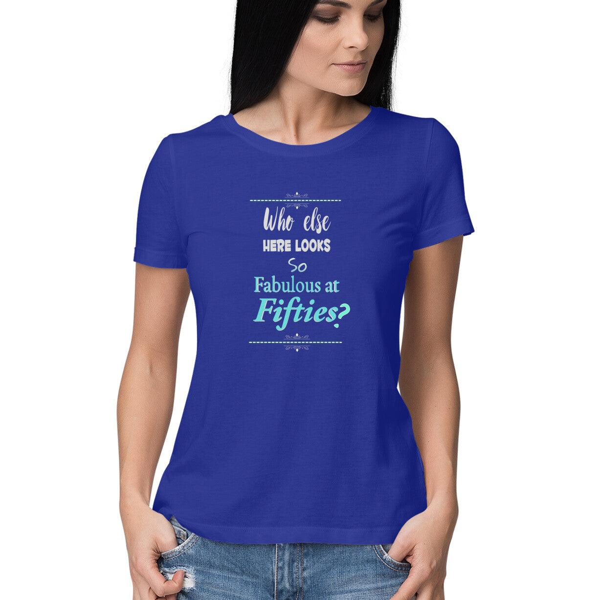 Fiftieth Birthday T-shirt for women Royal Blue