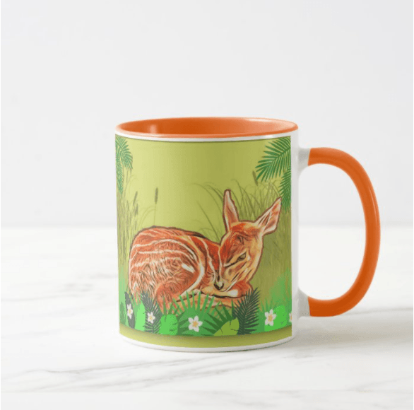 Ceramic Coffee Mug with golden deer print 