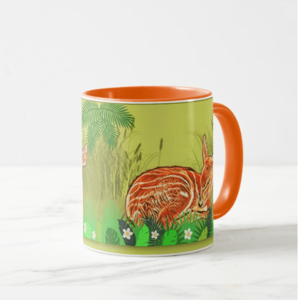 Ceramic Coffee Mug with golden deer print 