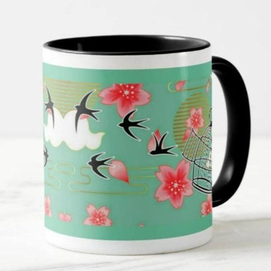 Designer Ceramic Coffee Mug with Free Birds art print