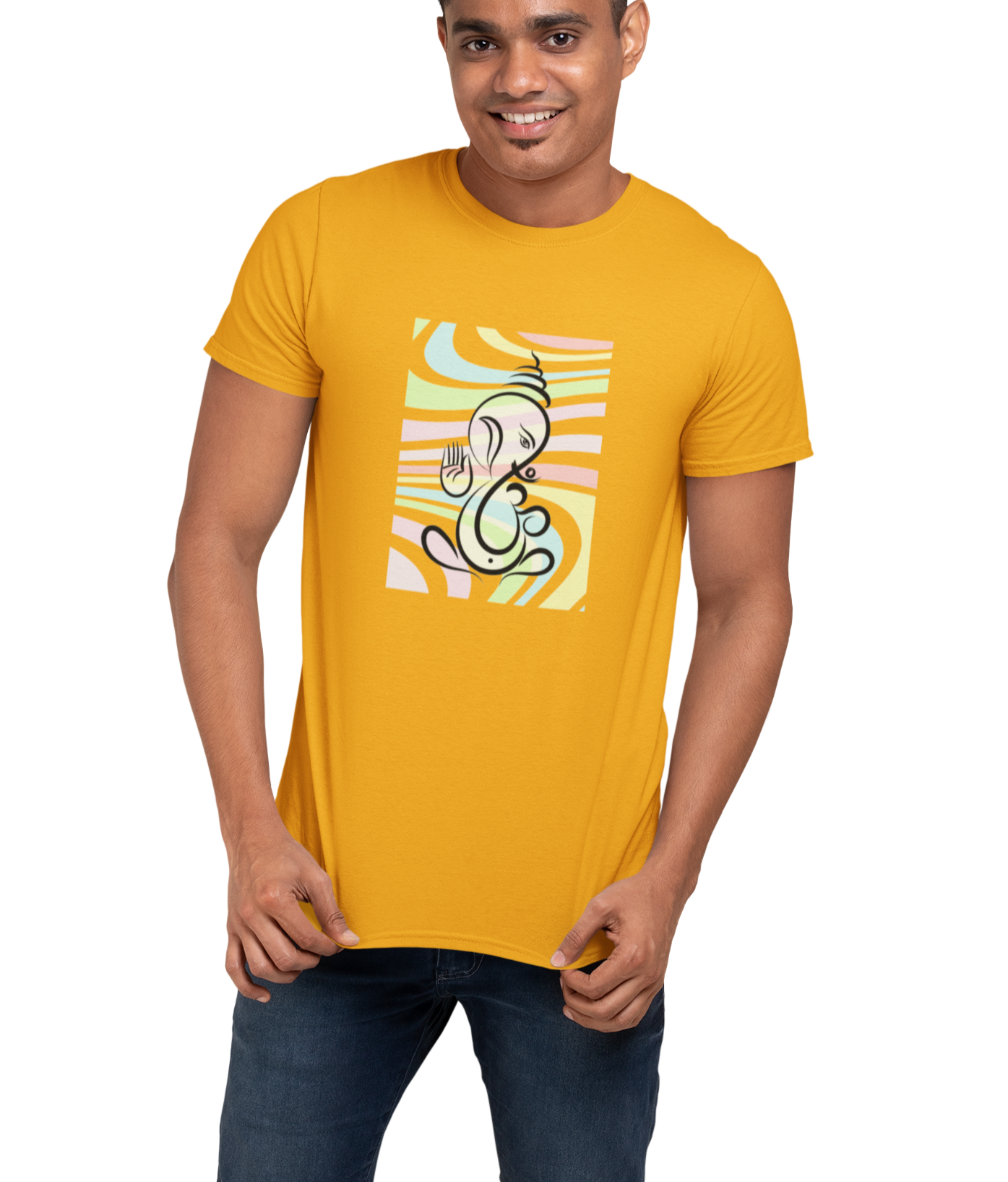 Ganesha T-shirt for Men Goden Yellow