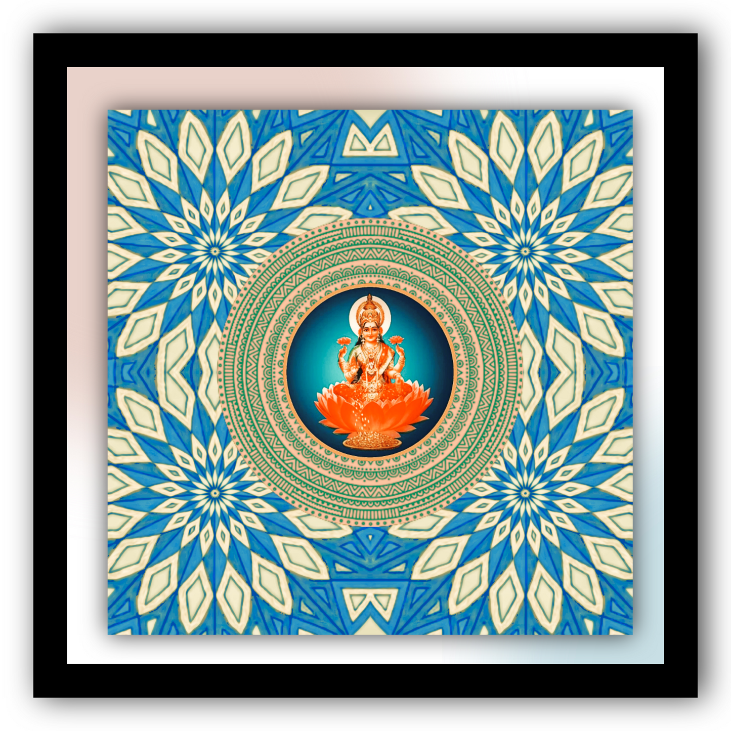 Goddess Laxmi Rangoli Art Framed Poster F11