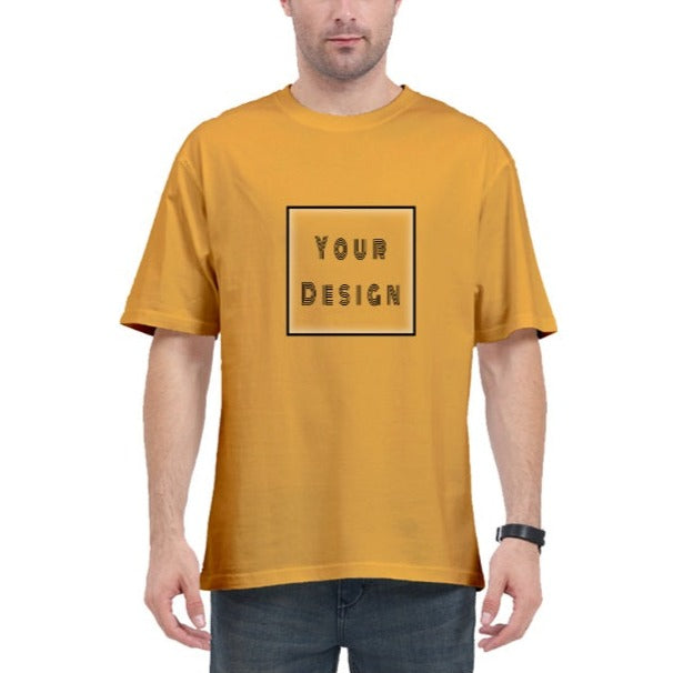 Golden Yellow Oversized Classic T-shirt with Customized Front Print
