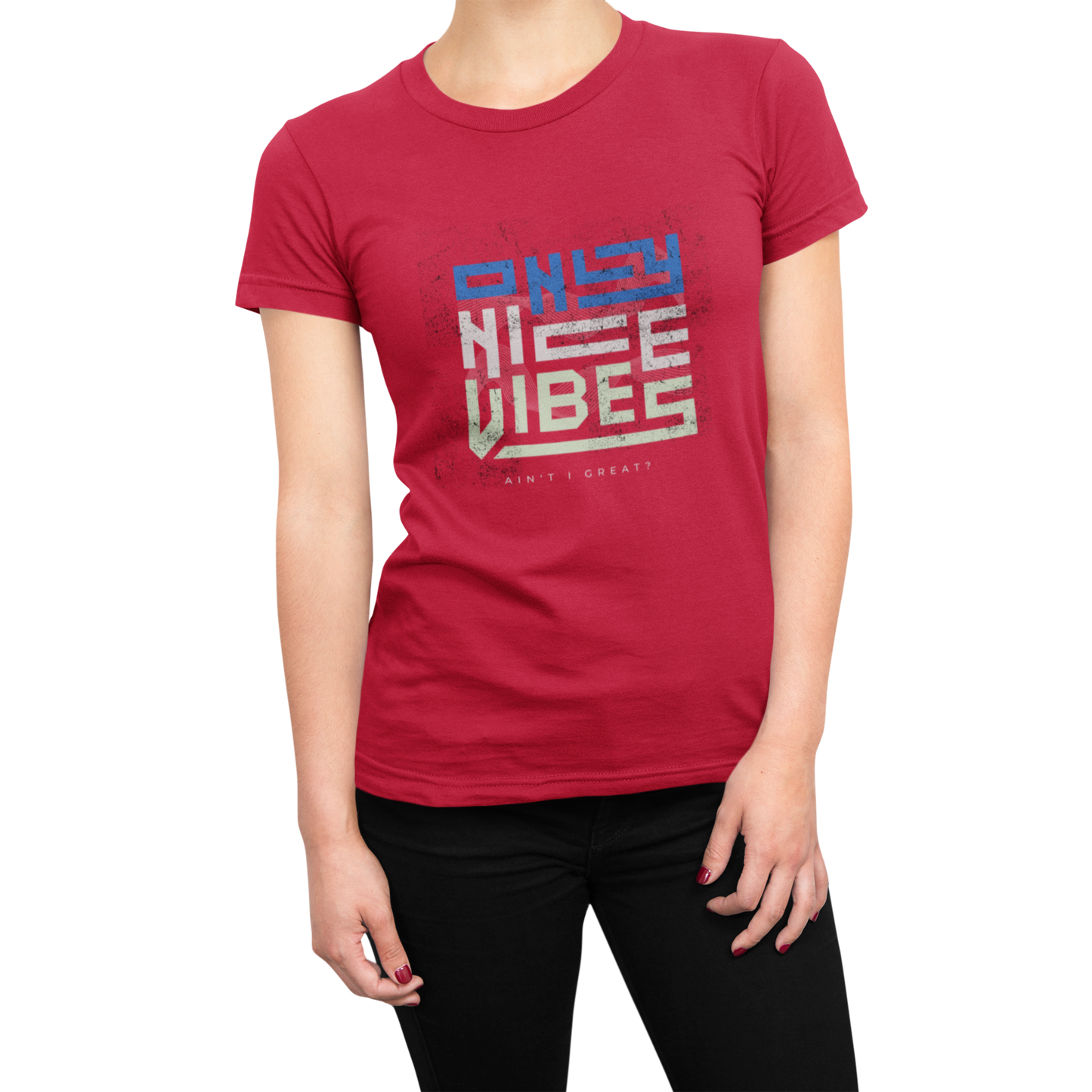 Good Vibes Only  T-shirt for Women Red