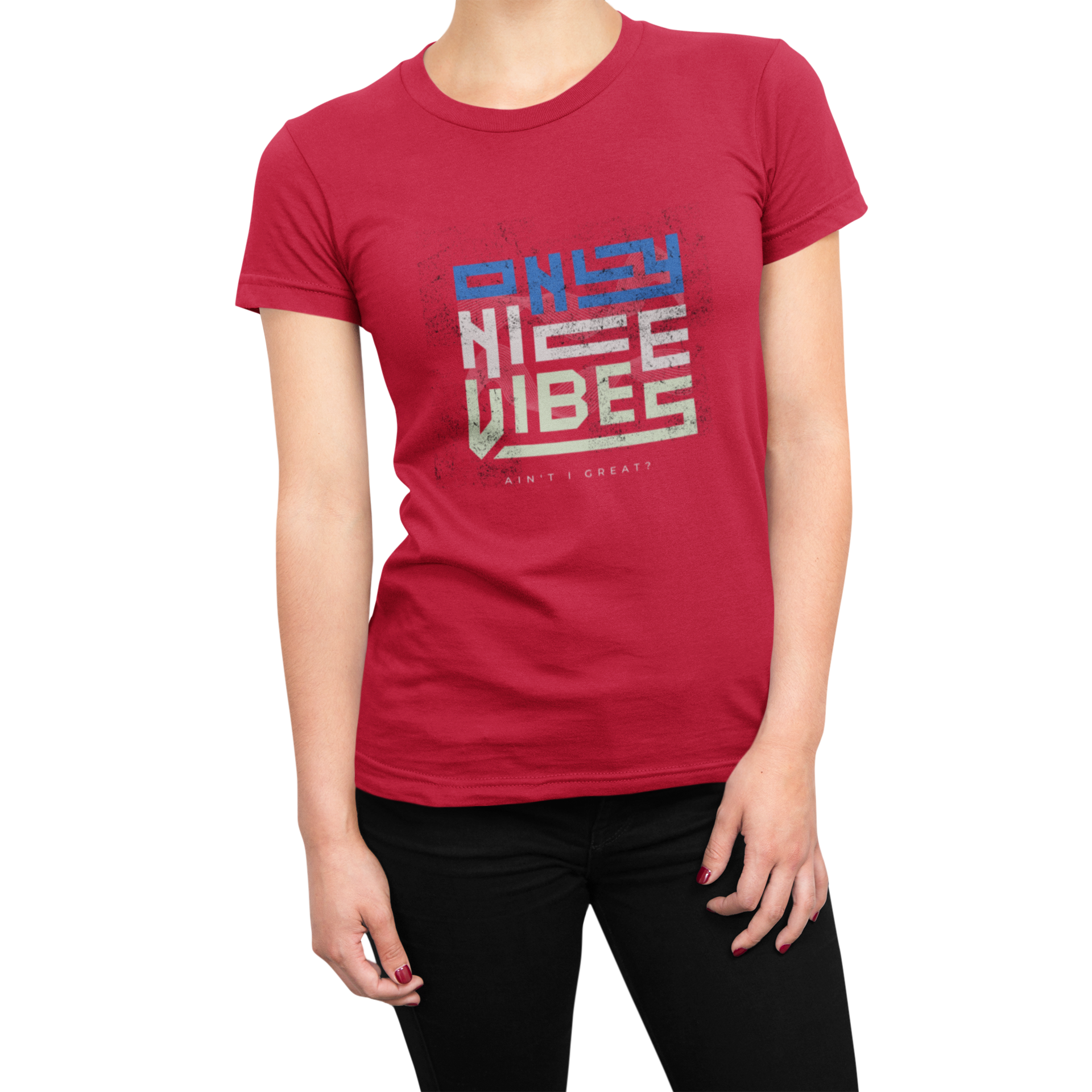 Good Vibes Only  T-shirt for Women Red