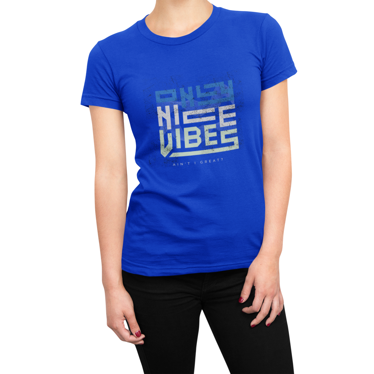 Good Vibes Only  T-shirt for Women Royal Blue